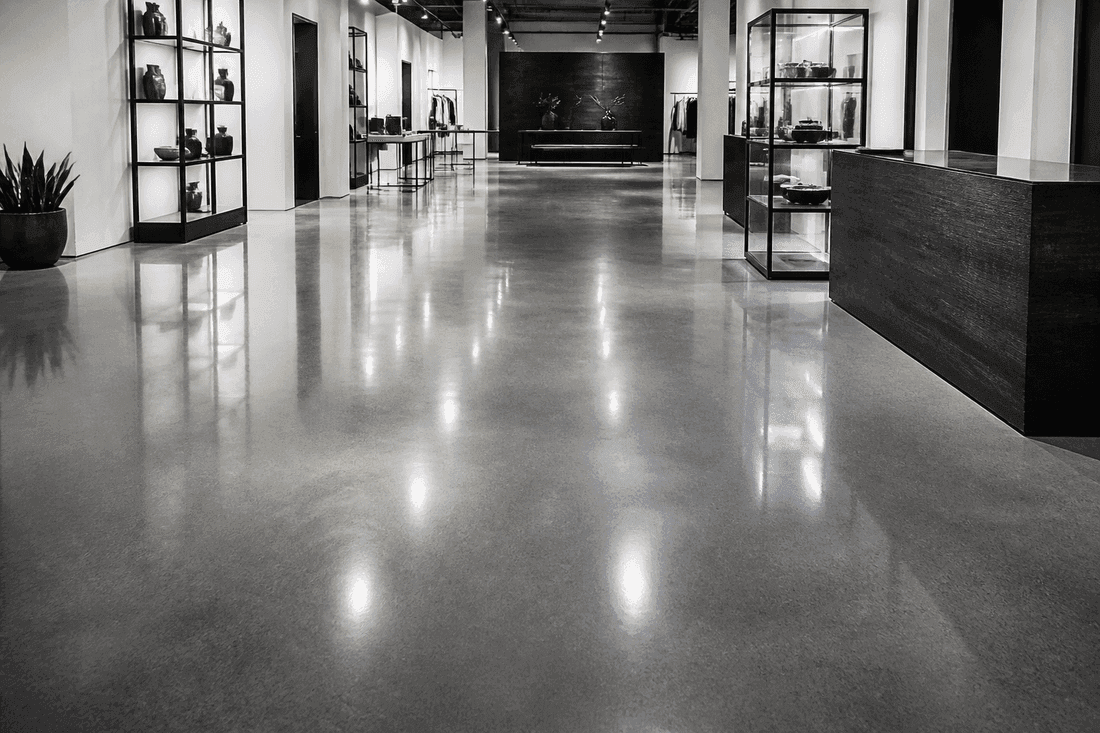 Polished concrete floor in a Kamloops retail showroom